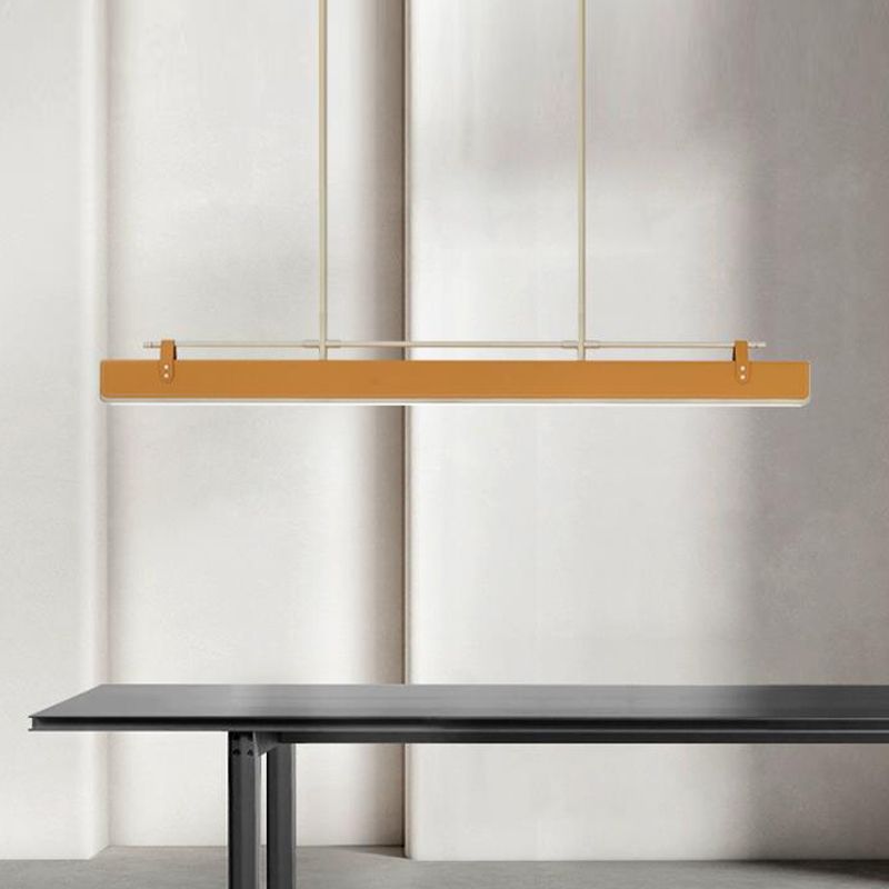 Leather LED Island Light Ultra-Modern Hanging Light Fixture for Dining Room