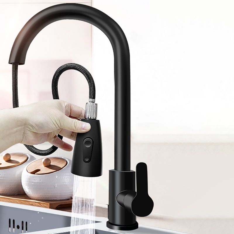 Modern Style Kitchen Faucet Copper Lever Handle Pull Down Kitchen Faucet