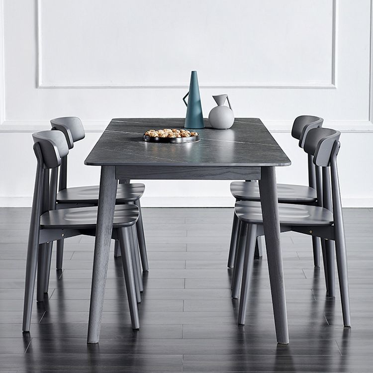 Industrial Rectangle Dining Table for Restaurant Sintered Stone Top Table with 4 Legs