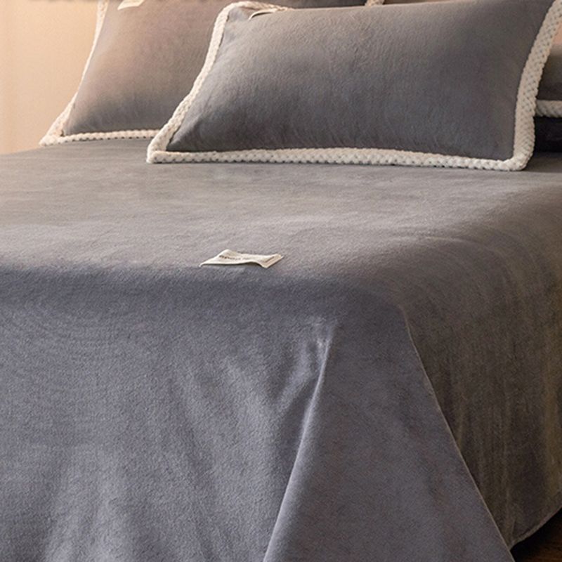 Flannel Bed Sheet Set Solid Color Basic Fitted Sheet for Bedroom