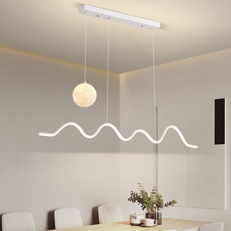 2 Lights Metal Linear Island Contemporary Ceiling Light for Dining Room