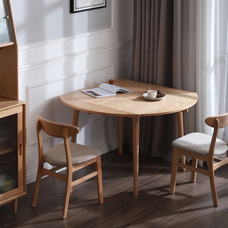 Mesa de comedor redonda extensible de roble, mesa cuadrada ajustable moderna de madera con 4 patas