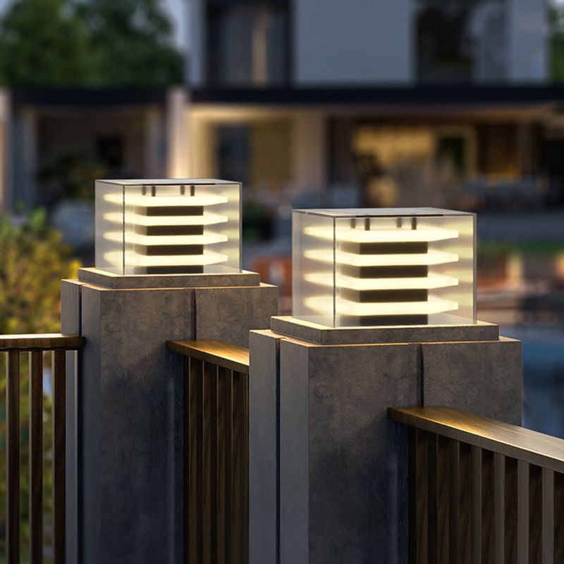Square Contemporary Waterproof Pillar Light with Acrylic for Courtyard