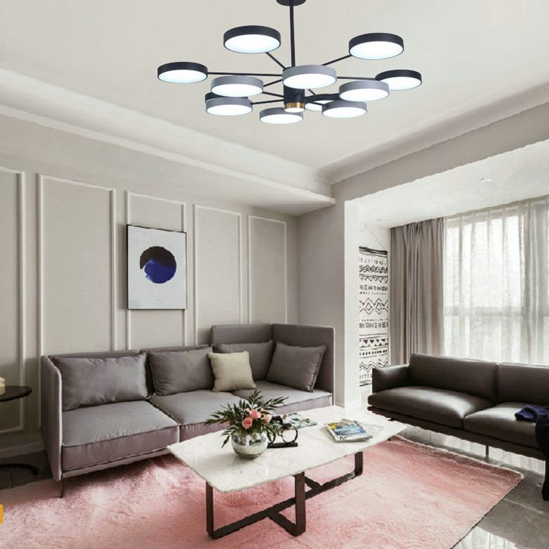 Round Shape Chandelier Modern Macaroon Iron Down Lighting Pendant for Living Room