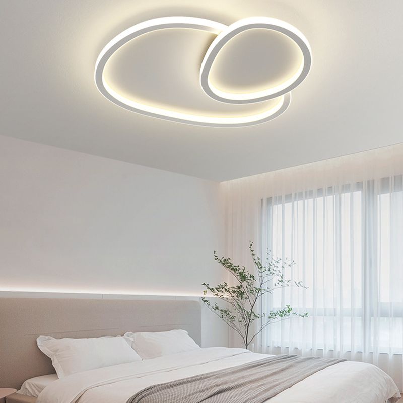 Nordic Flush Mount Metal LED Ceiling Light Fixture in White for Living Room