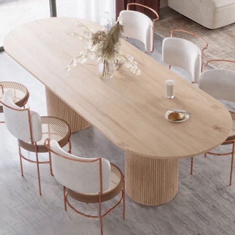 Tono de comedor moderno de pedestal doble oval