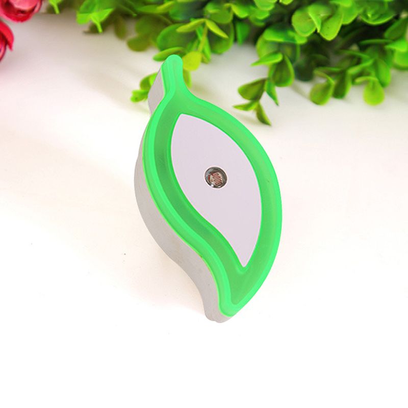 Idee di illuminazione mura di mini foglia di plastica cartone animato plug verde/rosa/bianco in lampada notturna a LED per la sala per bambini