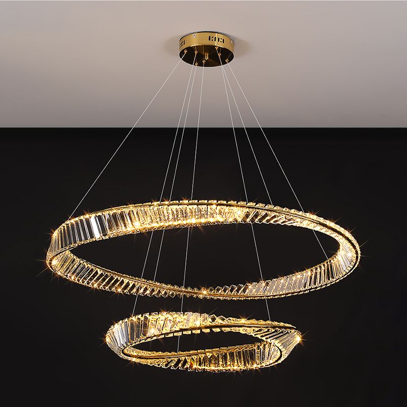 Modern Style Chandelier Lighting Fixtures Crystal Hanging Chandelier in Gold