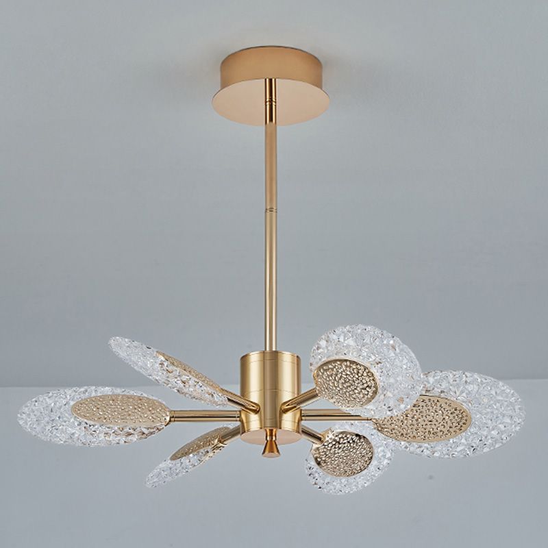 Éclairage de lustre postmoderne de plafond en métal doré pour foyer