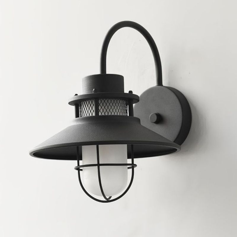Black Metal Wall Light Industrial Flush Mount Lighting for Home Foyer