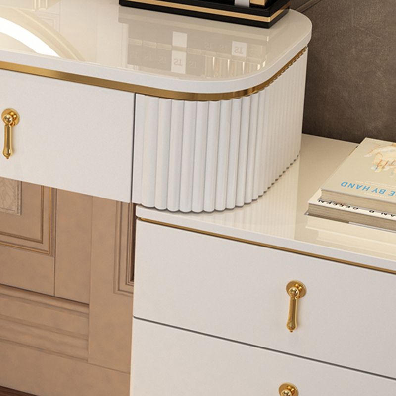 Mirrored Vanity Table and Stool Set Engineered Wood Vanity Desk