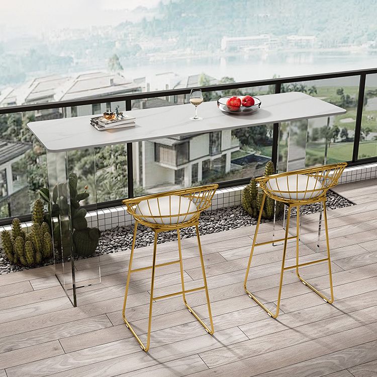 Rectangle Bar Table Set 1/2/3 Pcs Stone Bar Table and Metal Stools