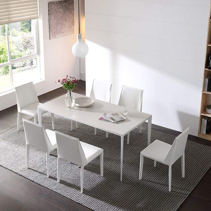 Parsons Armless Dining Chairs Indoor Dining Room Faux Leather Side Chair