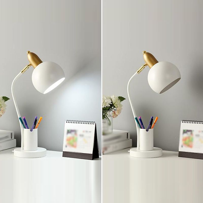 Macaroon Metal Table Light Bell 1-Light Bedroom Nightstand Lamp with Pen Container