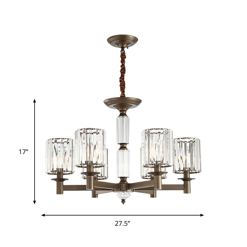 Traditionele cilindrische hanglamp LIMMTE FIMULUUR 6 KOPEN CRYSTAL HANDEN KRACHTENDER IN MESS