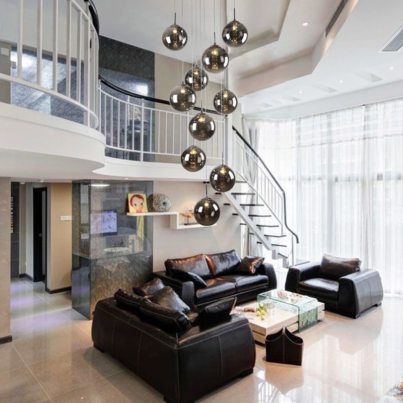 Glass Globe Pendant Light in Modern Creative Style Wrought Iron Hanging Lamp for Commercial Place