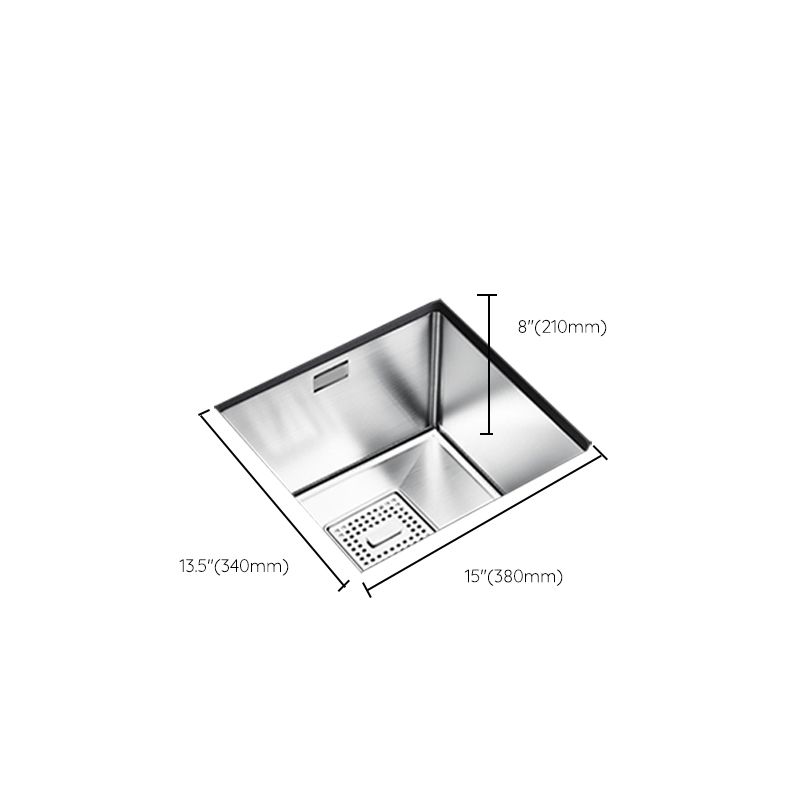 Rectangle Single Bowl Kitchen Sink Stainless Steel Sink with Drain Strainer Kit