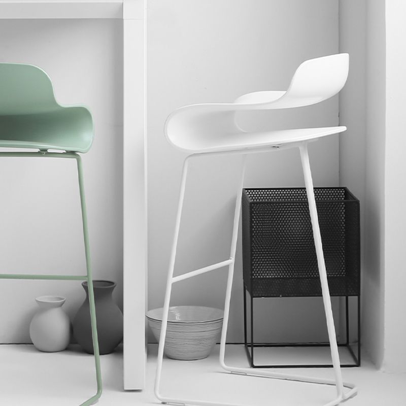 Industrial Armless Bar Stool Plastic and Steel Bar Stool for Living Room