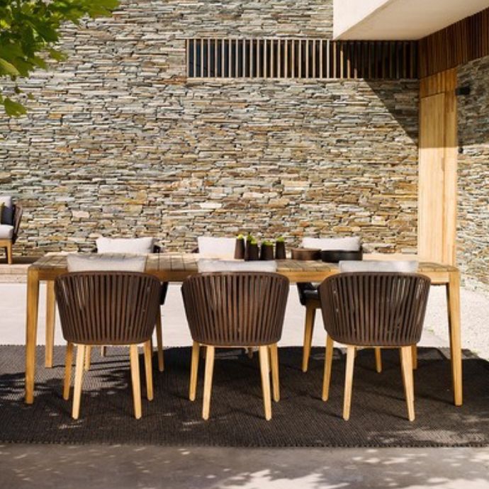 Light Brown Boho Dining Table Set 1/4/5/7/9 Pcs Rattan Dining Set