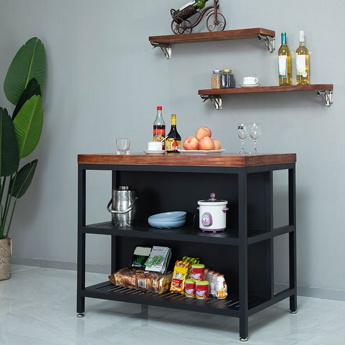 Industrial Stationary Kitchen Island Solid Wood Kitchen Island Table