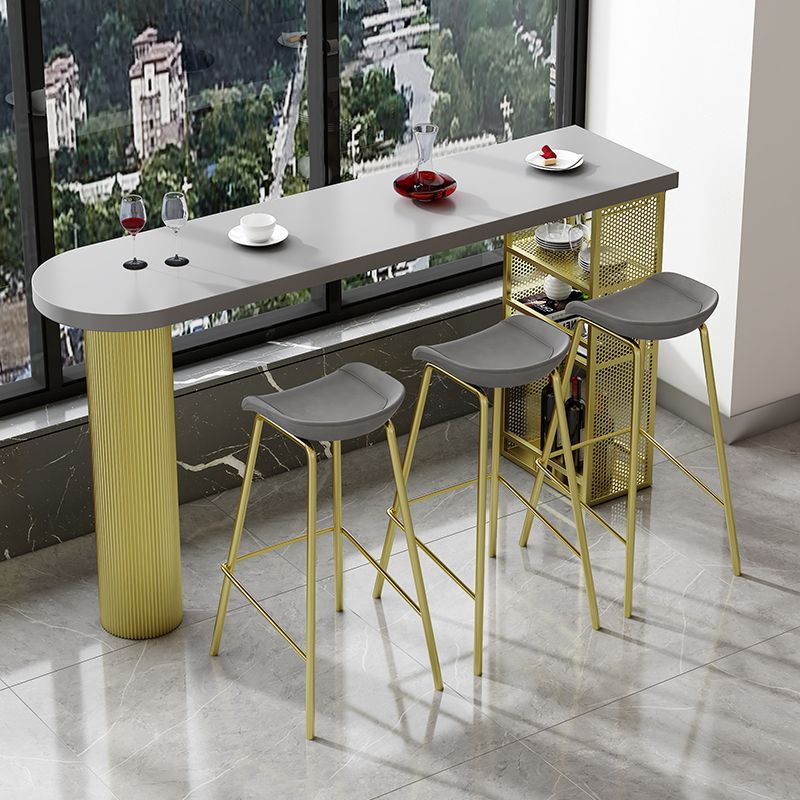 Metal Contemporary Freeform Dining Table Pine Wood Top Table