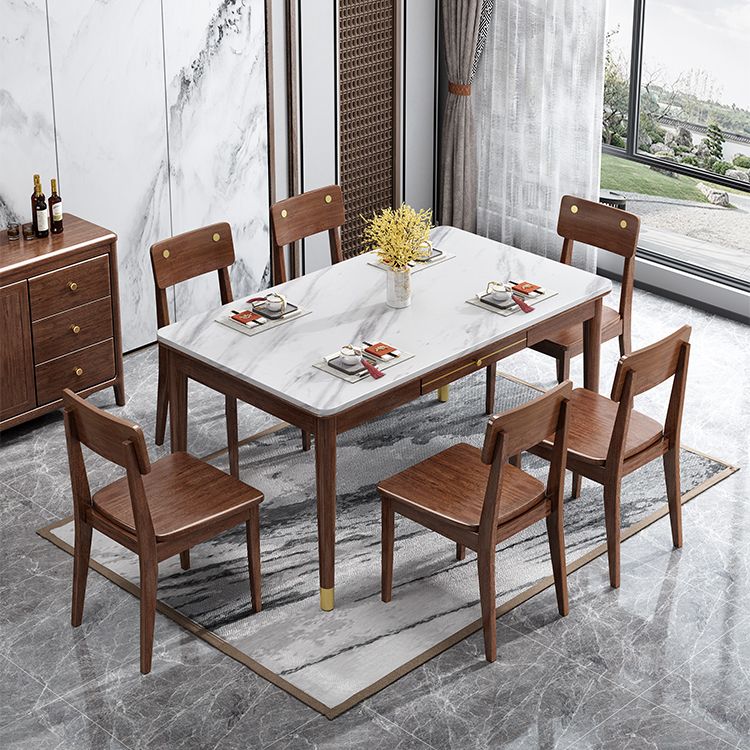 Traditional Luxury Dining Table Solid Wood Rectangle Dining Table for Home Use