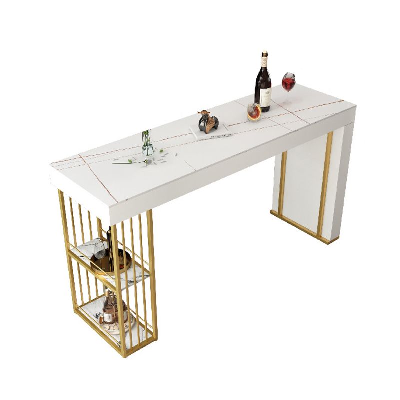 Modern Rectangle Bistro Bar Table Sintered Stone Storage Bar Table