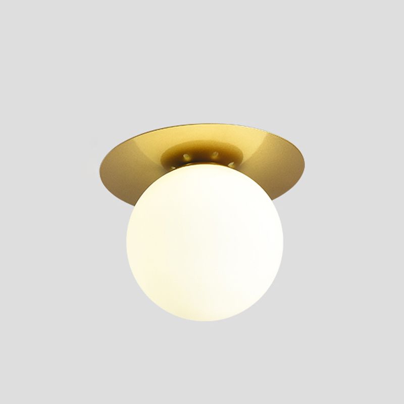 Modern Concise Globe Flush Mount Lacquered Iron Ceiling Light with Glass Shade
