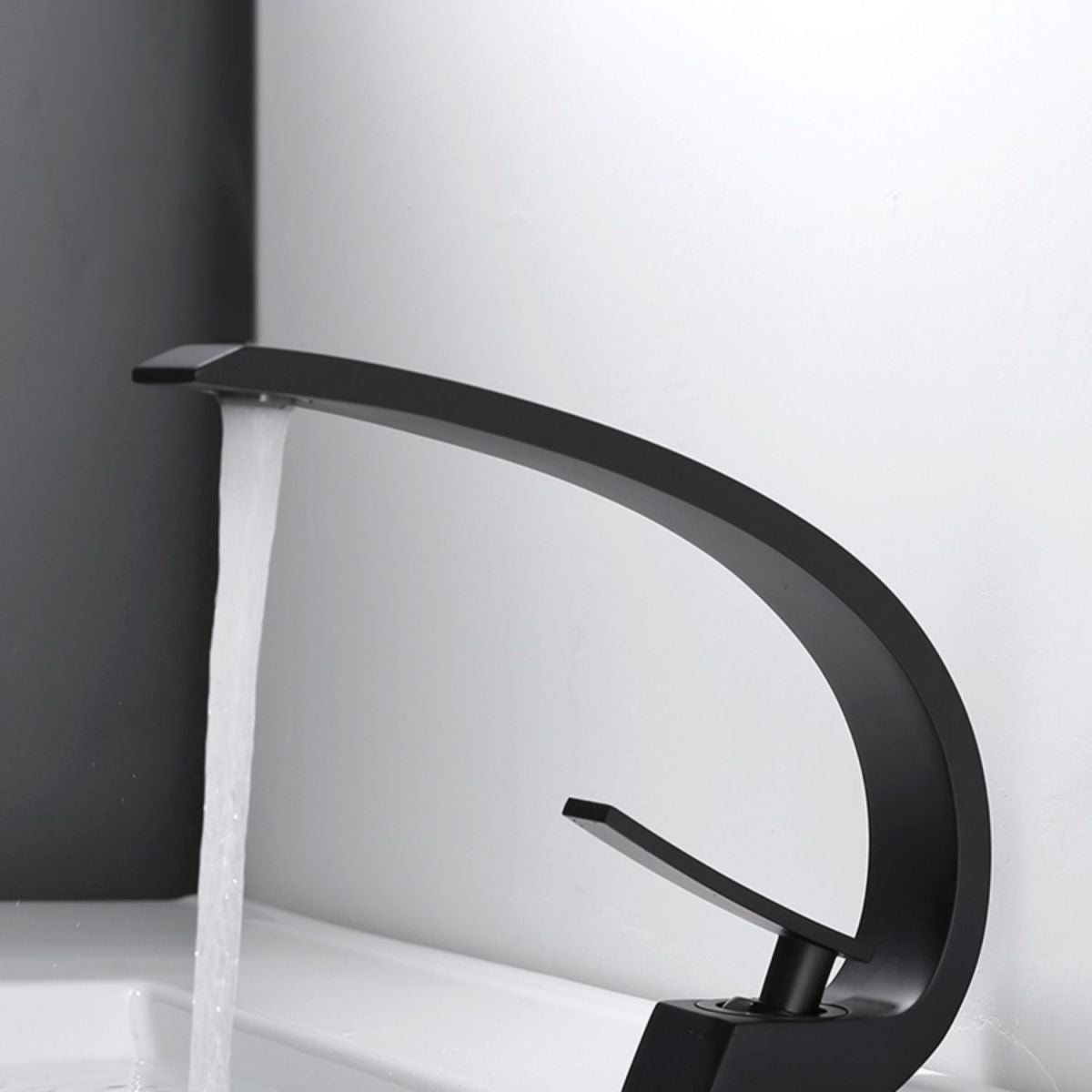 Waterfall Spout Widespread Lavatory Faucet Modern Lever Handles Sink Faucet