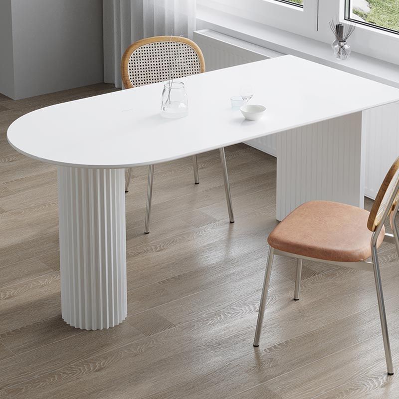 Minimalism Oval Dining Table Metal Double Pedestal Dining Table for Living Room