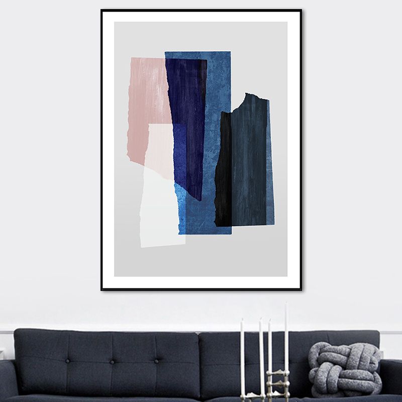 Nordic Overlapping Geometric Painting Canvas Textured Soft Wall Art Decor for Living Room