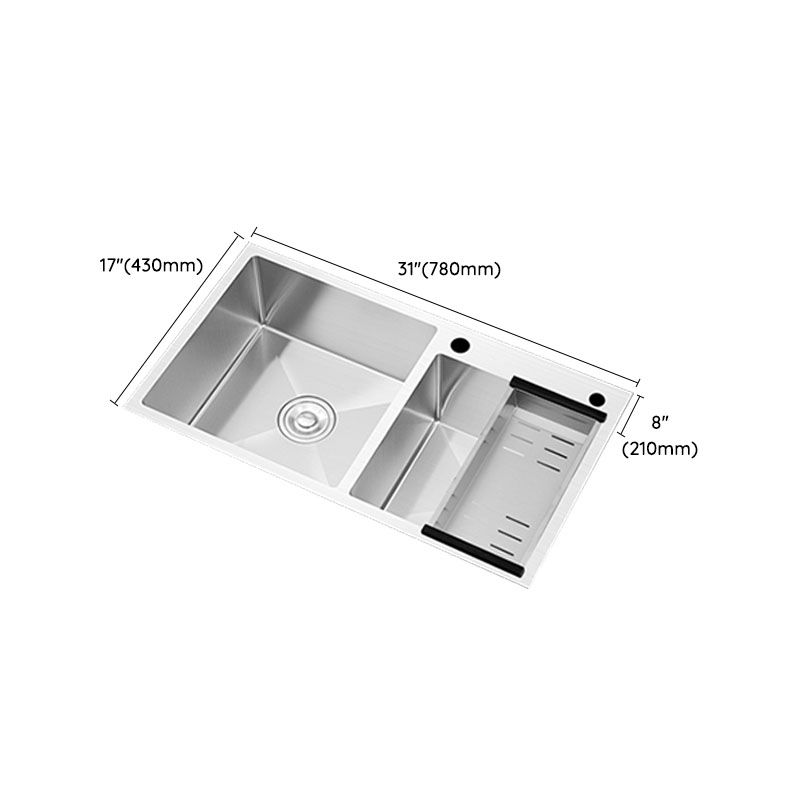 Modern Style Drop-In Kitchen Sink Soundproof Design Stainless Steel Kitchen Double Sink