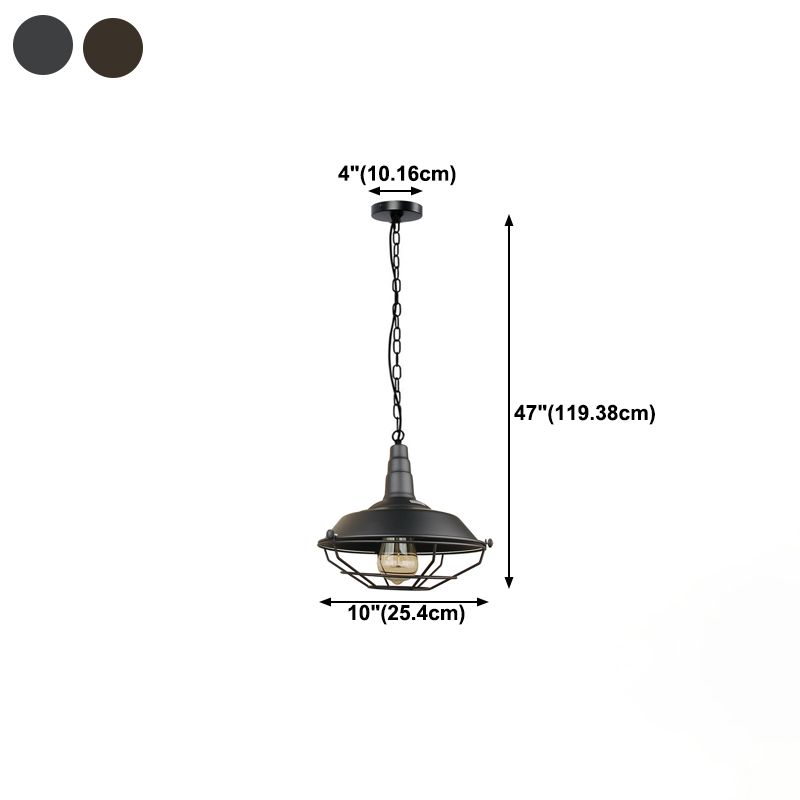 Lámpara colgante de sombra de granero de metal colgante de estilo industrial con jaula