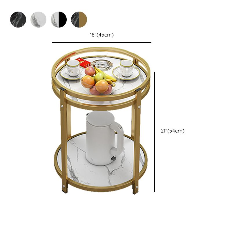 Glam Metal Storage End Table Double Tier Side Table for Living Room