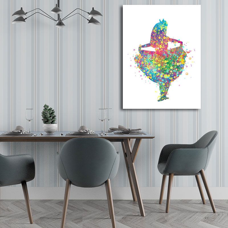 Kinderstijl danser canvas kunst veelkleurige getextureerde wanddecoratie voor woonkamer
