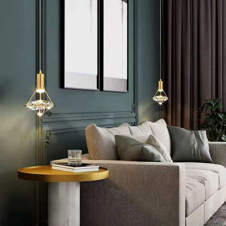 Moderne luxe stijl mini gesuspendeerde verlichting armatuur 1 lichte suspensie hanger met kristalschaduw