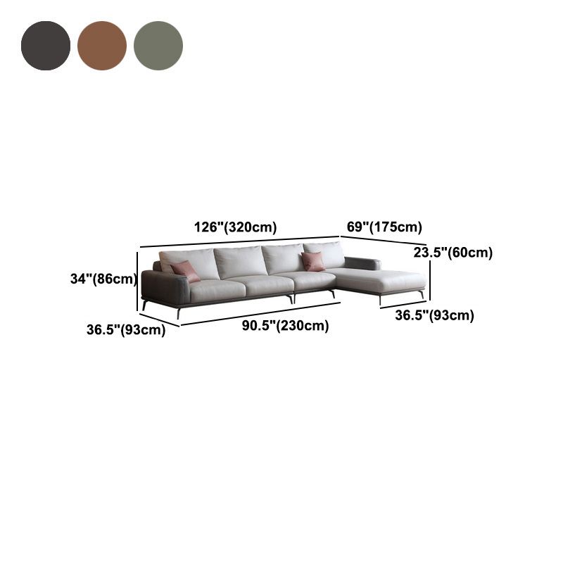 Faux Leather Pillow Back Sectionals/Sofa with Square Arm for Living Room