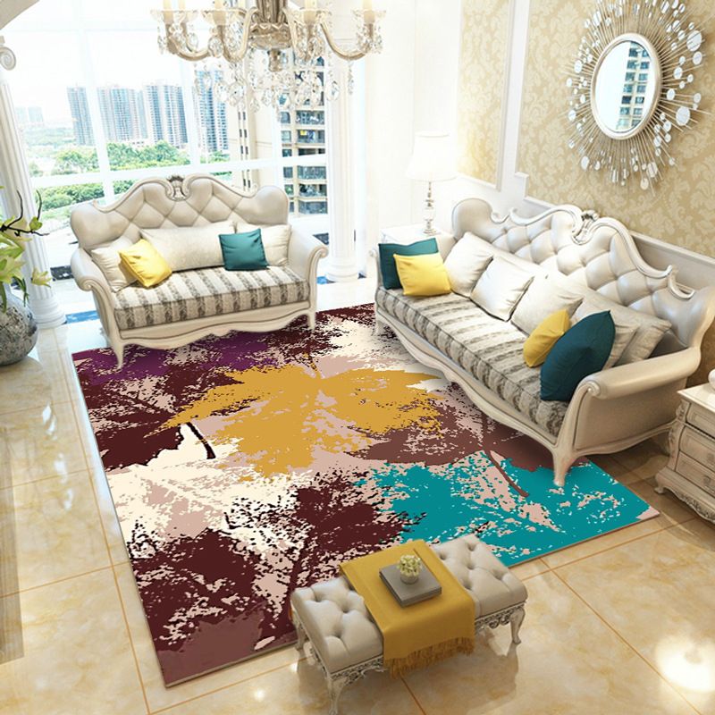 Modern Abstract Watercolor Rug Multi-Color Synthetics Rug Washable Anti-Slip Stain Resistant Area Carpet for Home
