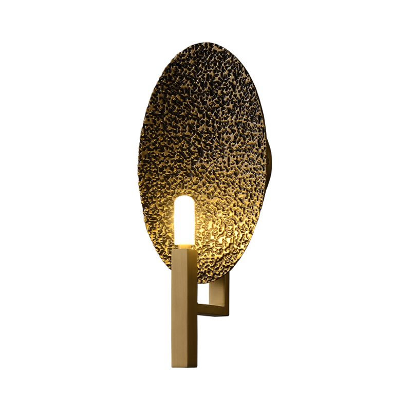 Contemporary Oval Metal Sconce Light 1 Bulb LED Wall Mounted Lamp in Brass for Bedroom