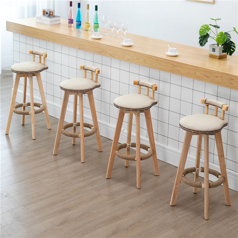 Taburetes escandinavos de madera natural para mostrador, taburetes de bar con respaldo bajo y reposapiés