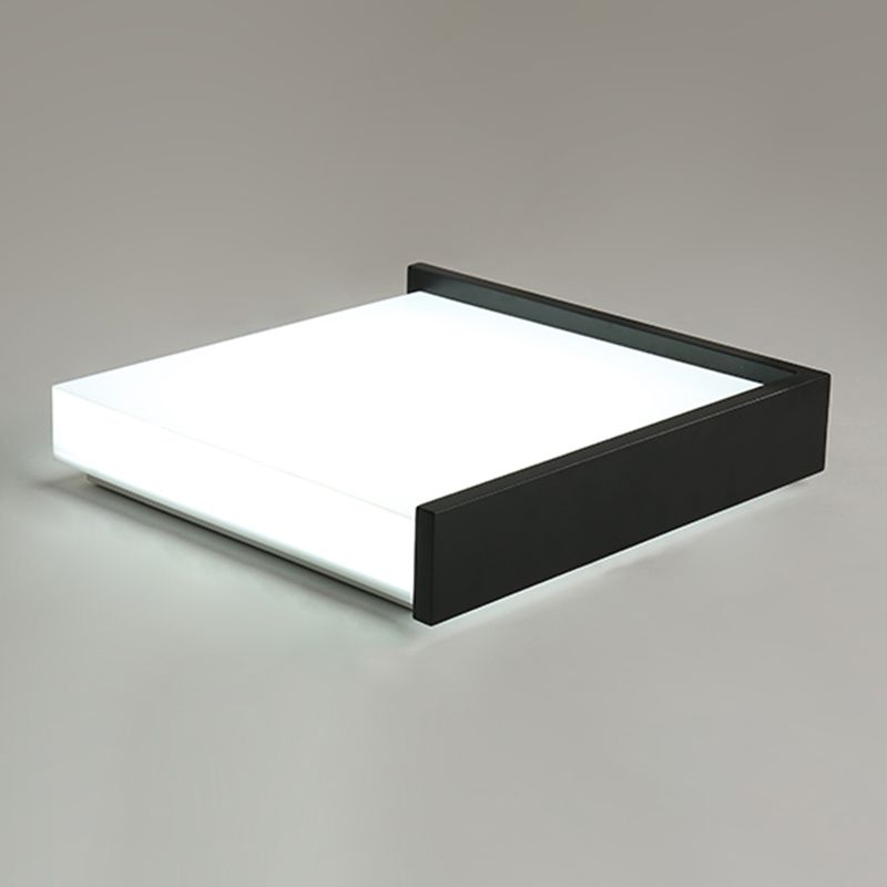 Plafonnier LED noir en acrylique, plafonnier carré en fer forgé de simplicité moderne pour chambre à coucher