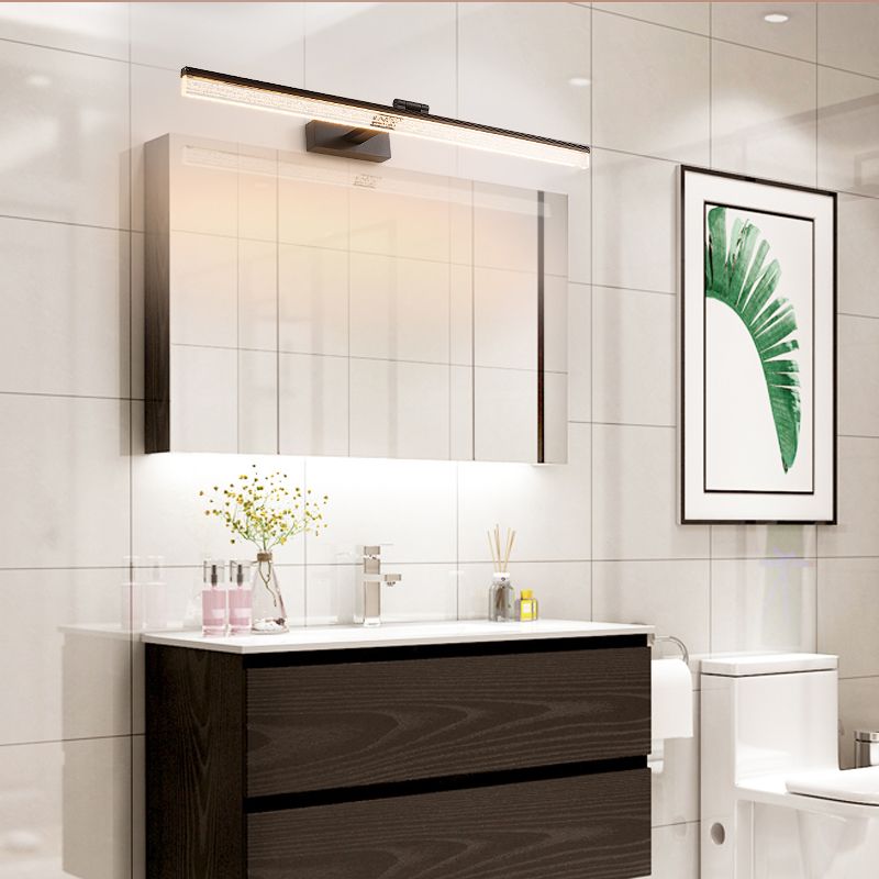 Linear Metal Wall Sconce Modern Style 1 Light Mirror Wall Mount Light Fixture in Black