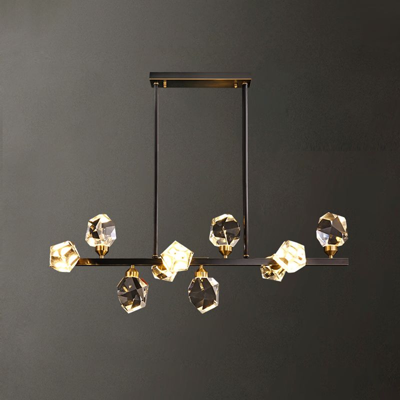 Modern Style Simple Island Pendant Geometric Shade Crystal Island Light for Restaurant