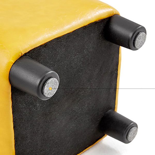 Glam Pouf Ottoman Faux Leather Upholstered Solid Color Square Ottoman with Legs