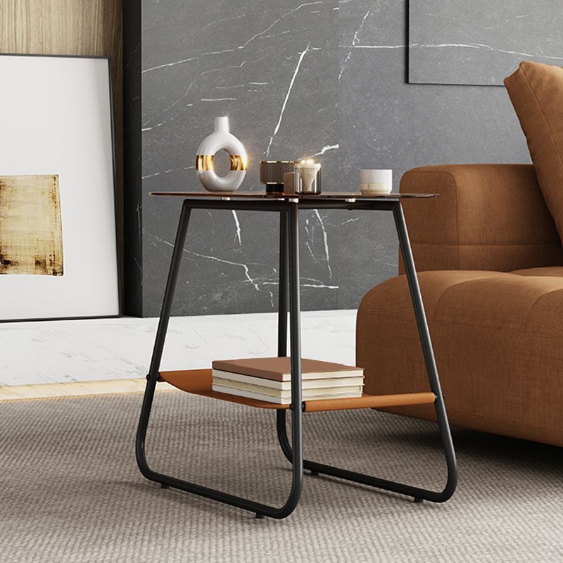 Elliptical Glass Sled Side Table 20.9"tall 1-Shelf End Table
