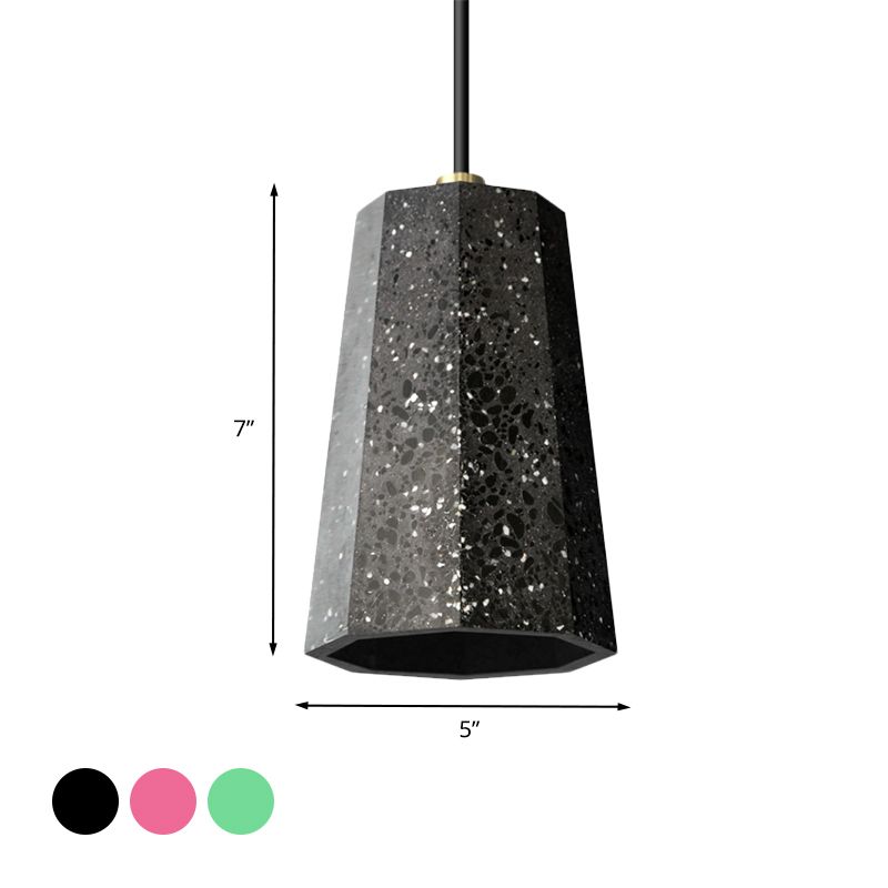 Polygon Restaurant Plafond Pendant Light Terrazzo 1 Head Nordic Hanging Lamp Kit en noir / rouge / vert