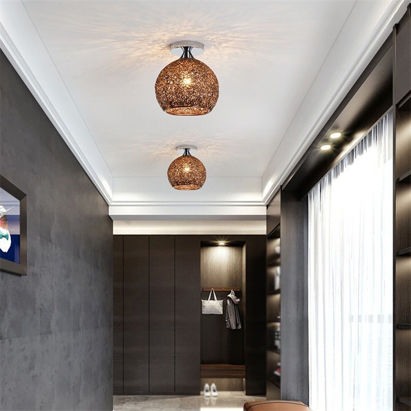 Polish Finish Flush Mount Lighting Contemporary Metal Ceiling Light for Foyer