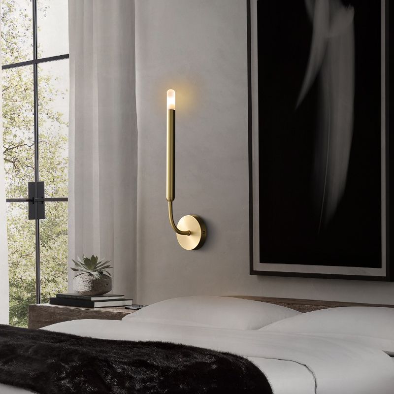 Linear Shade Metal Wall Sconce Modern Style 1 Light Wall Mount Light Fixture in Brass