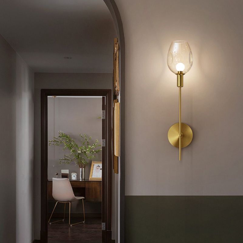1 Light Wall Mounted Light Fixture Modern Wall Mounted Lighting in Gold