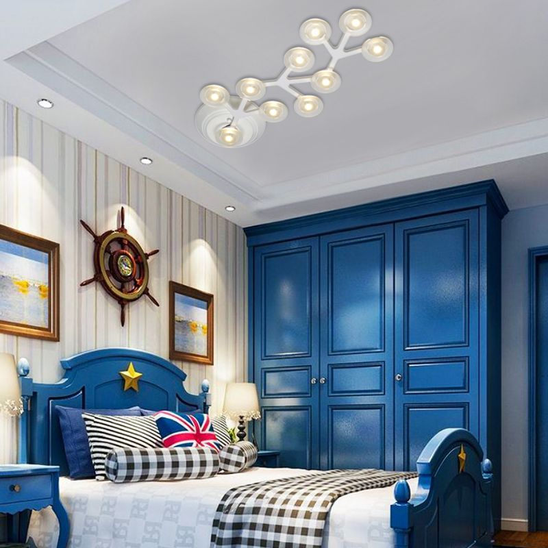 LED 7/9/10 Lights Kitchen Flushmount Light with Round Acrylic Shade White Flush Ceiling Light in Warm/White Light